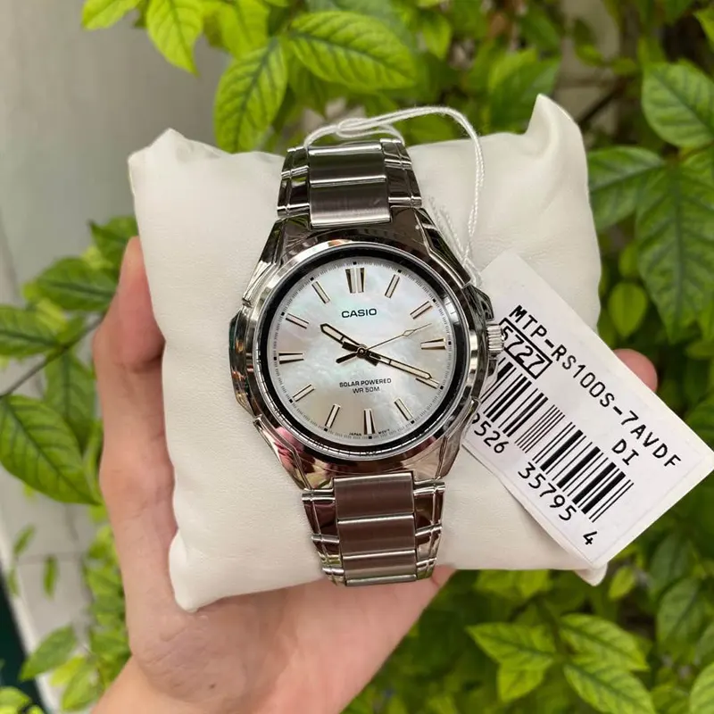 Casio Enticer Solar powered White Marble Men's Watch- MTP-RS100S-7AV